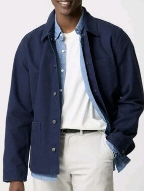 J.Crew Mens Cotton Blend Moleskin Chore Navy Blue Jacket Size Small